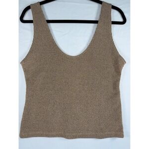 Zara Metallic Knit Tank Top Gold Black Scoop Neck Sleeveless NWT party cocktail